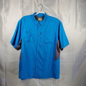 Rustic Ridge Button Up Short Sleeve Lightweight Outdoor Shirt Blue Gray Men SzXL